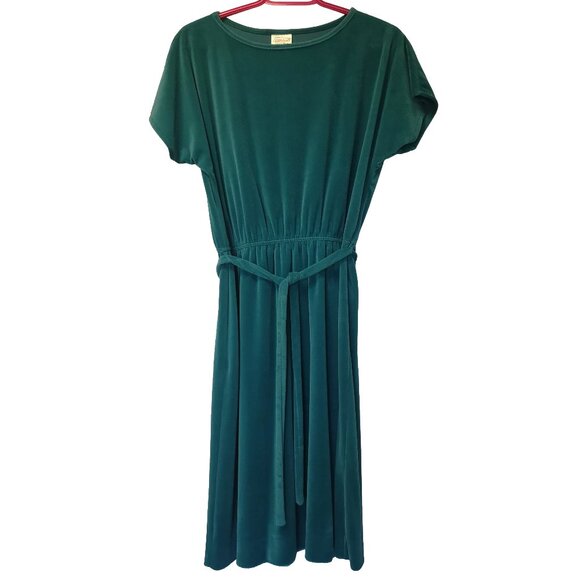 St Michael Dresses & Skirts - 1970s Teal St Michael's Velour Dress Size 14 Mark & Spencer Perfect Condition